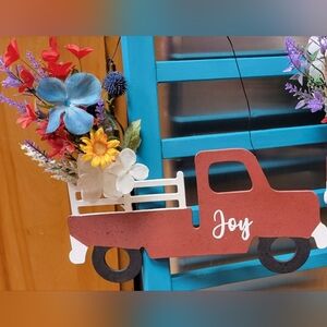 Farmhouse Truck Wood Sign with Artificial Flowers